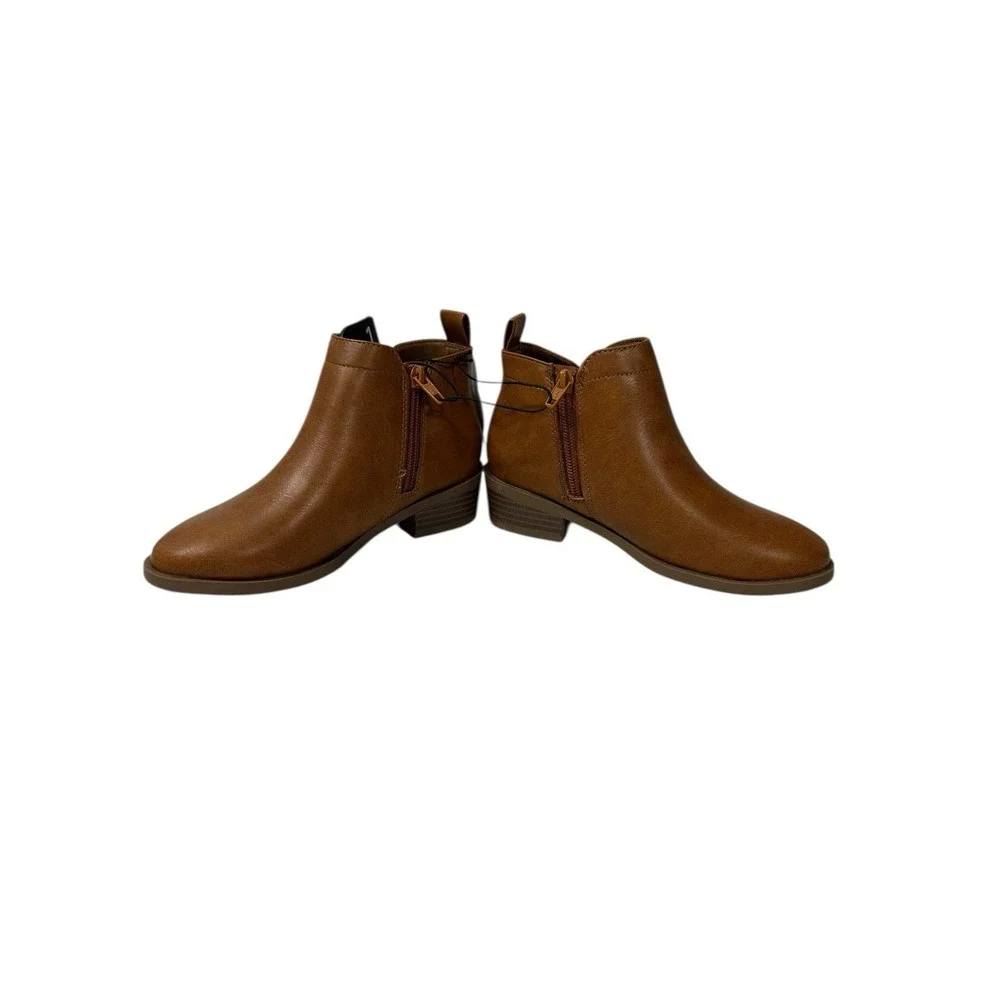wonder nation girls ankle boots brown zips up‎ the side size 1